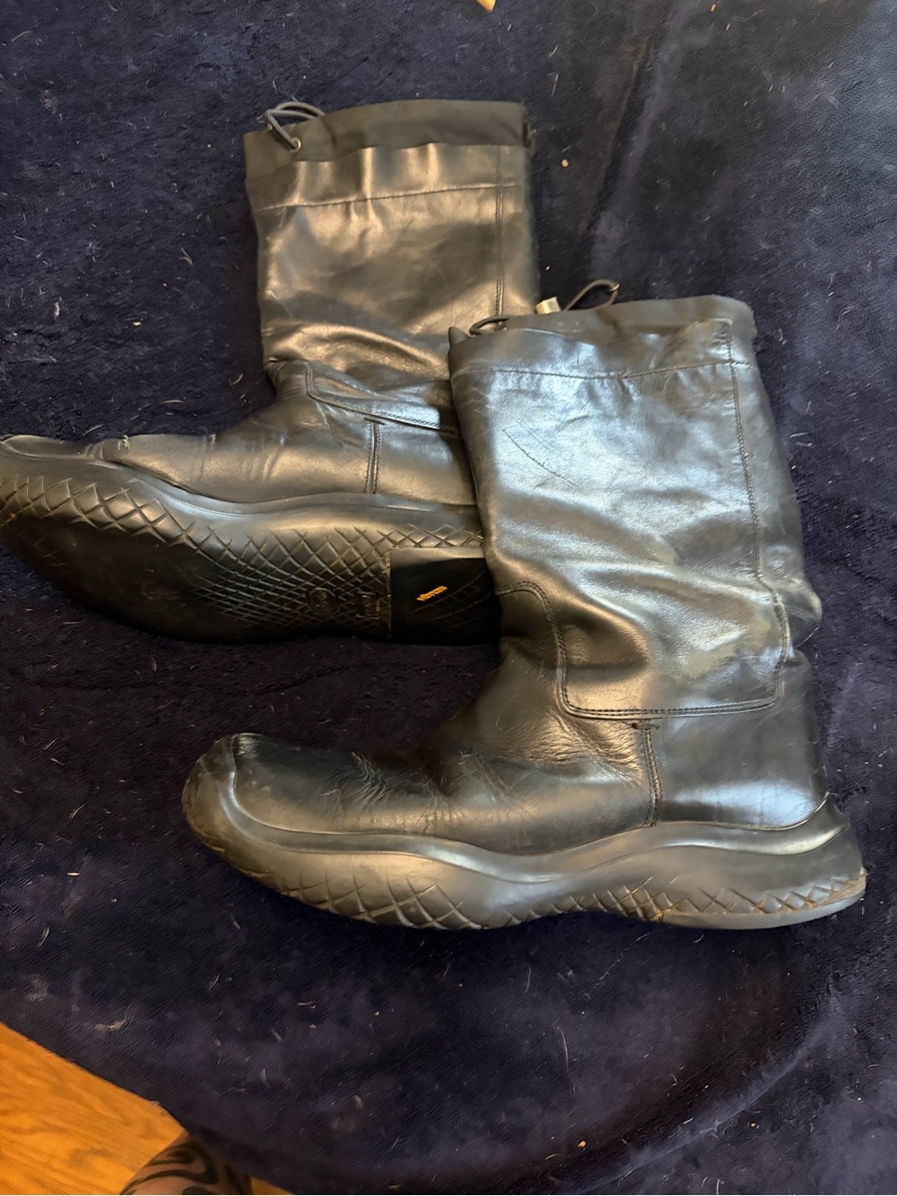 Prada Men's Black Leather Tall Pull-On Boots